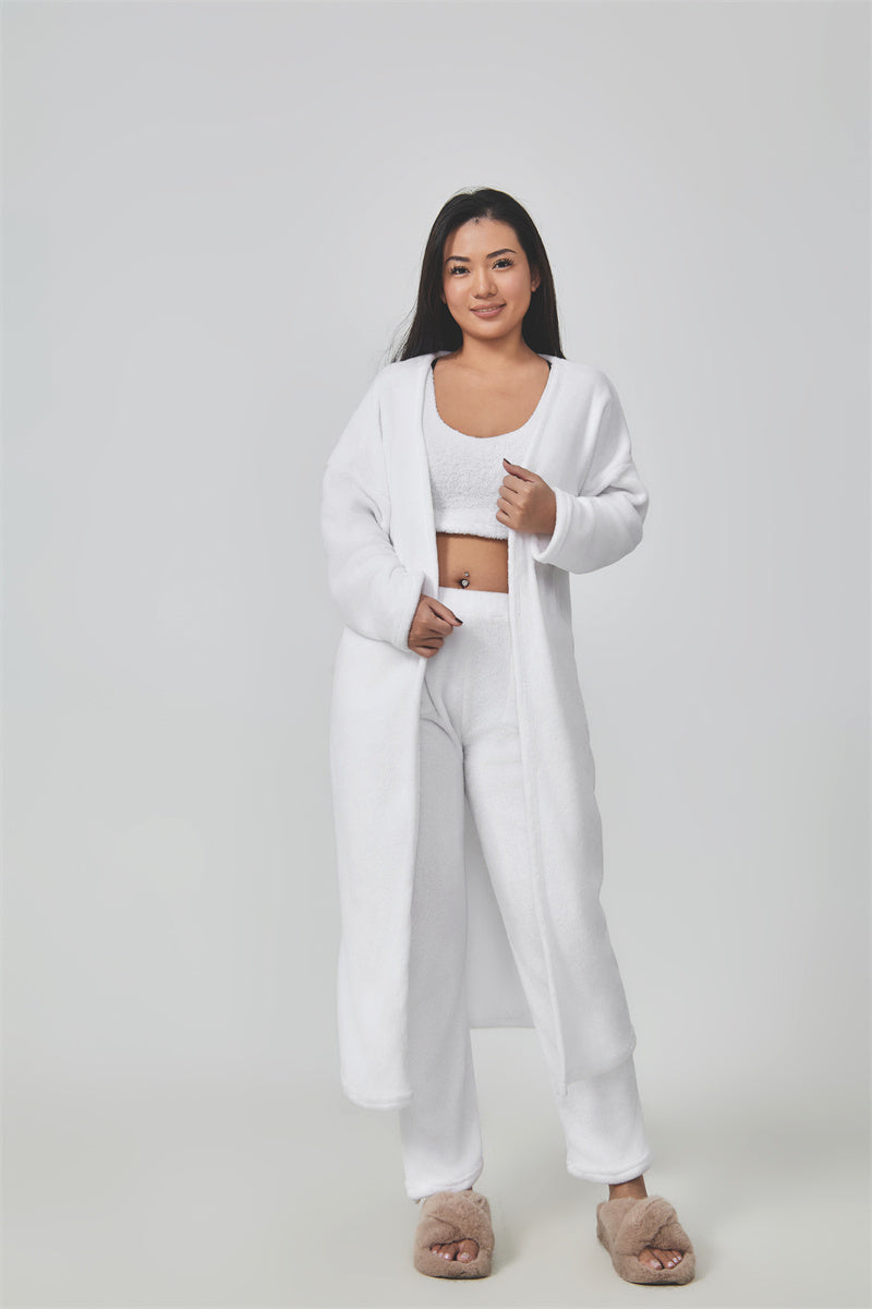 3 Piece Cozy Warm Pajama Lounge Set, Winter Dress