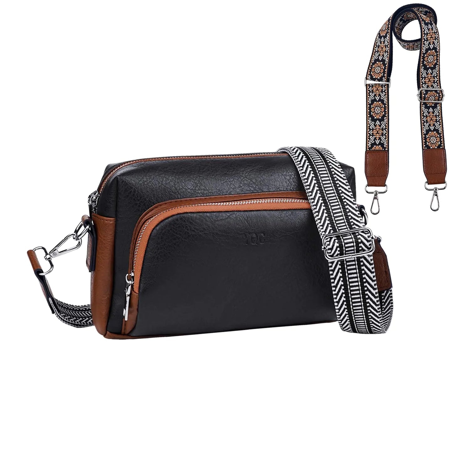 Soft Vegan Leather Cross Body Bag -Womens Medium Shoulder Handbags with 2 Shoulder Strap