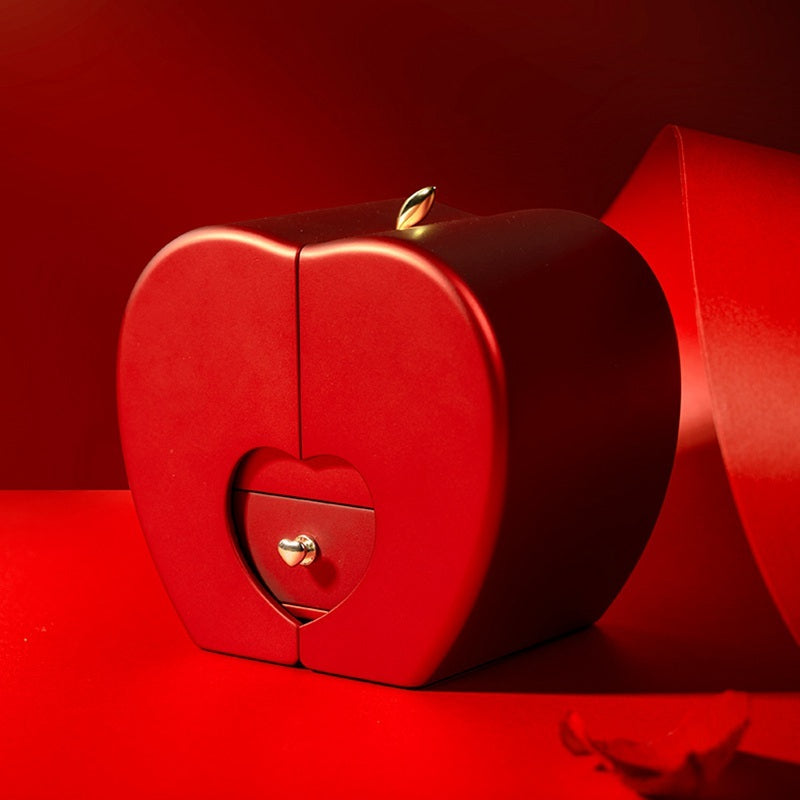 Fashion Red Apple Eternal Rose Jewelry Box, Christmas Gift Necklace for Mother's Day,Valentine's Day