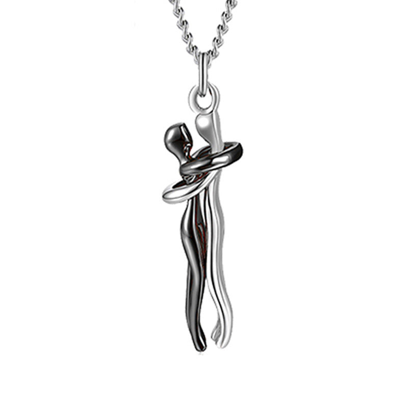 Love Hug Necklace Unisex Men Women Couple Clavicle Chain. Valentines Day Lover Gift