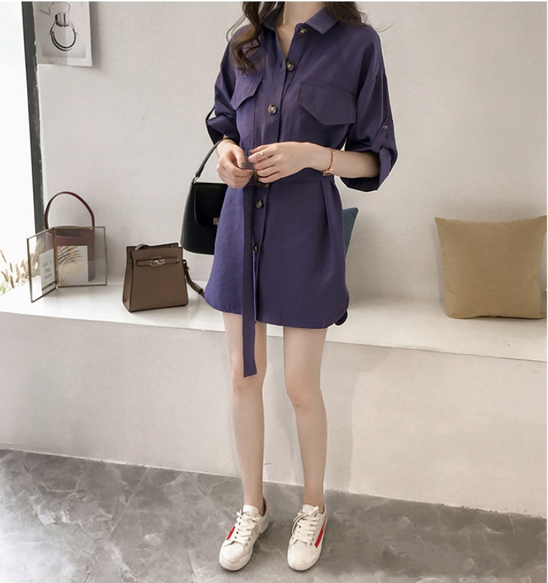 Women's short sleeve mid-length shirt