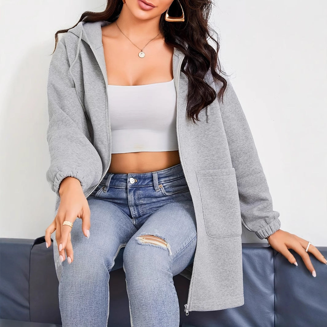 Solid Color Outdoor Autumn And Winter Leisure Loose Long Sleeve Sweatershirt