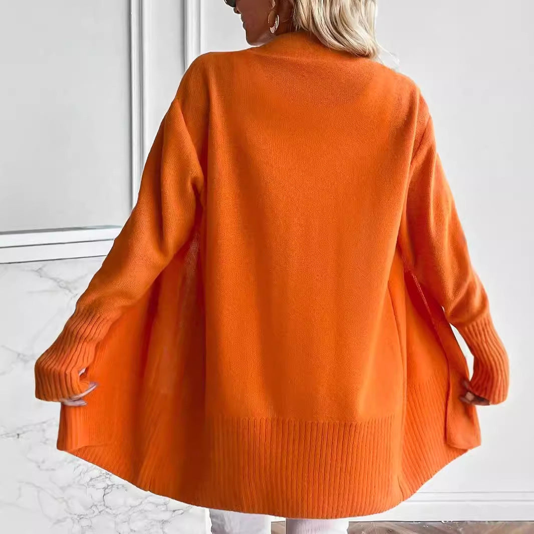 Women's Mid-length Large Pocket Sweaters/Cardigans