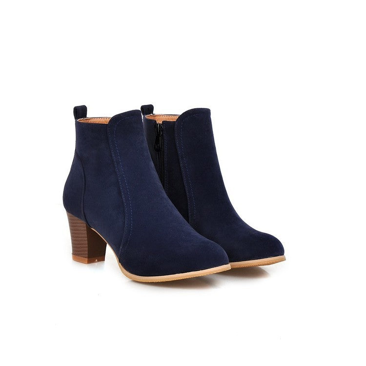 Short Women Mid Thick Heel Martin Boots