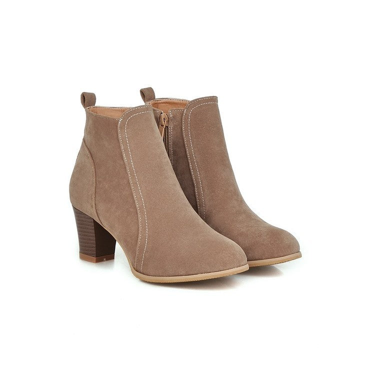 Short Women Mid Thick Heel Martin Boots