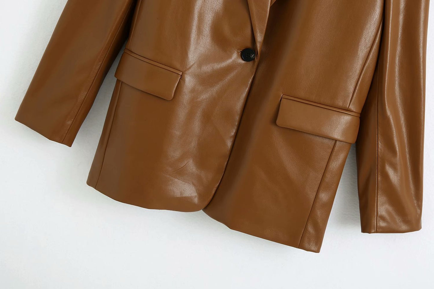 Pu Imitation Leather Suit Jacket