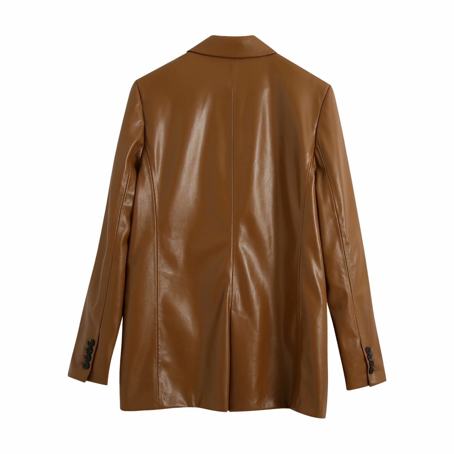 Pu Imitation Leather Suit Jacket