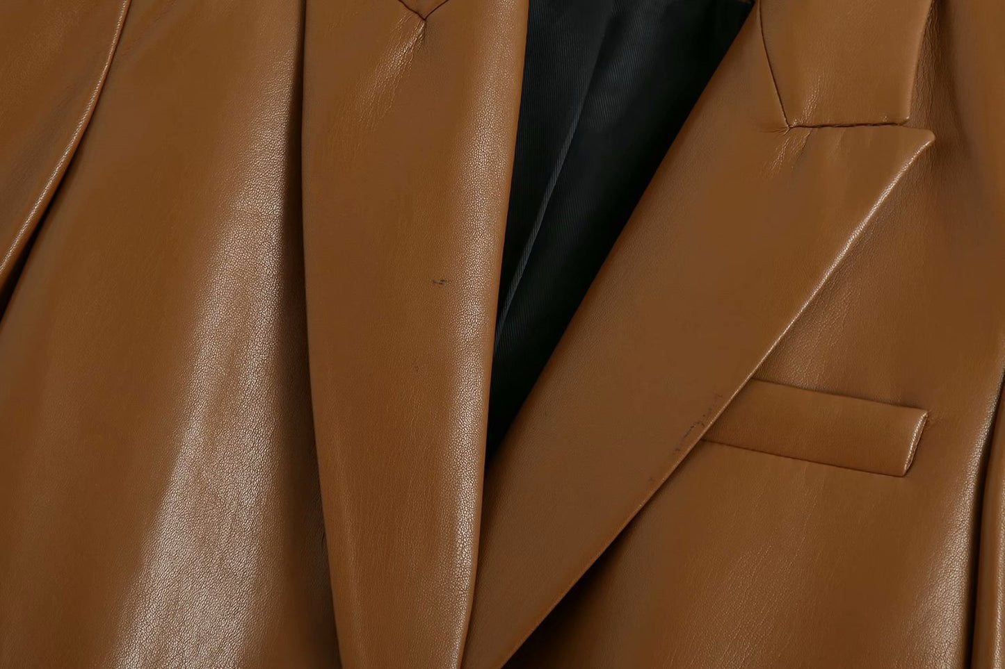 Pu Imitation Leather Suit Jacket