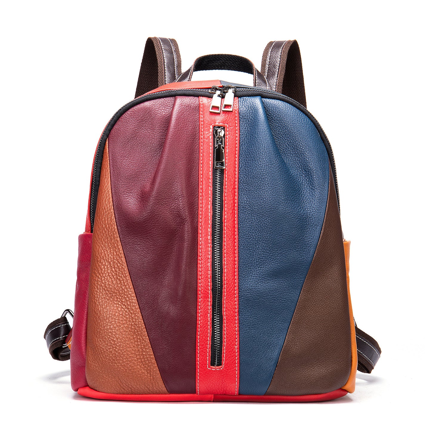 Leather Stitching, Color Backpack, Casual Handbags