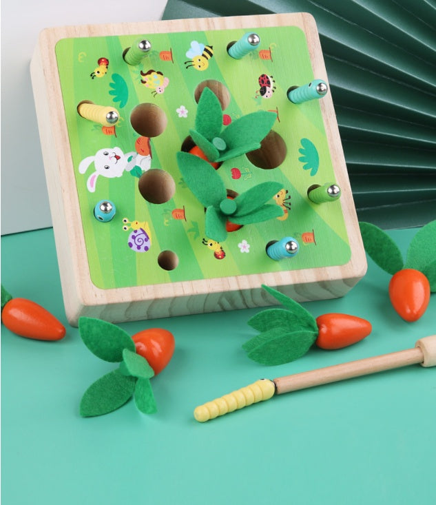 Children's Early Education Wooden Pull Carrot Puzzle Game