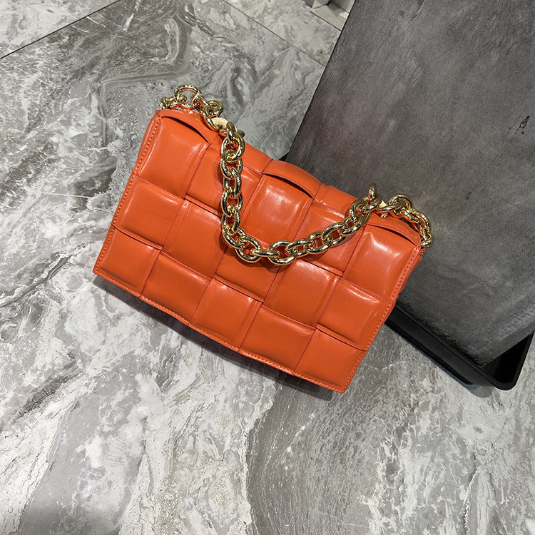 Cowhide Small Square handbags. Bag Chain