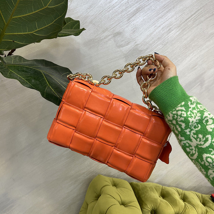 Cowhide Small Square handbags. Bag Chain