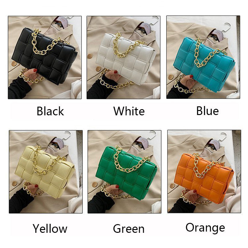 Cowhide Small Square handbags. Bag Chain