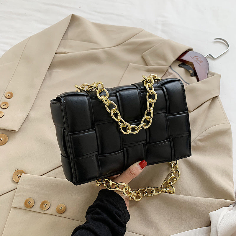 Cowhide Small Square handbags. Bag Chain