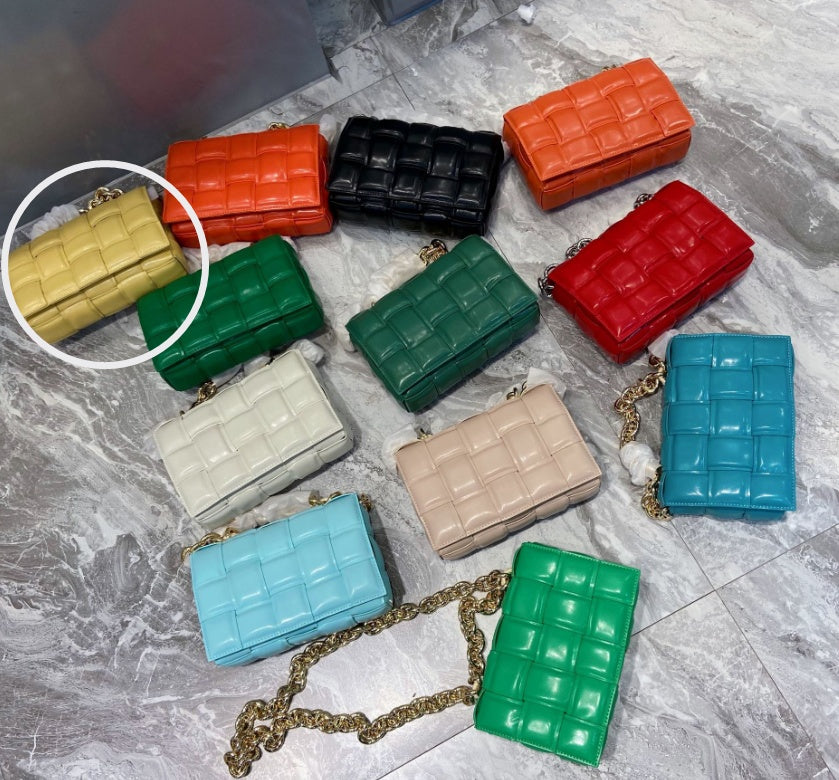 Cowhide Small Square handbags. Bag Chain