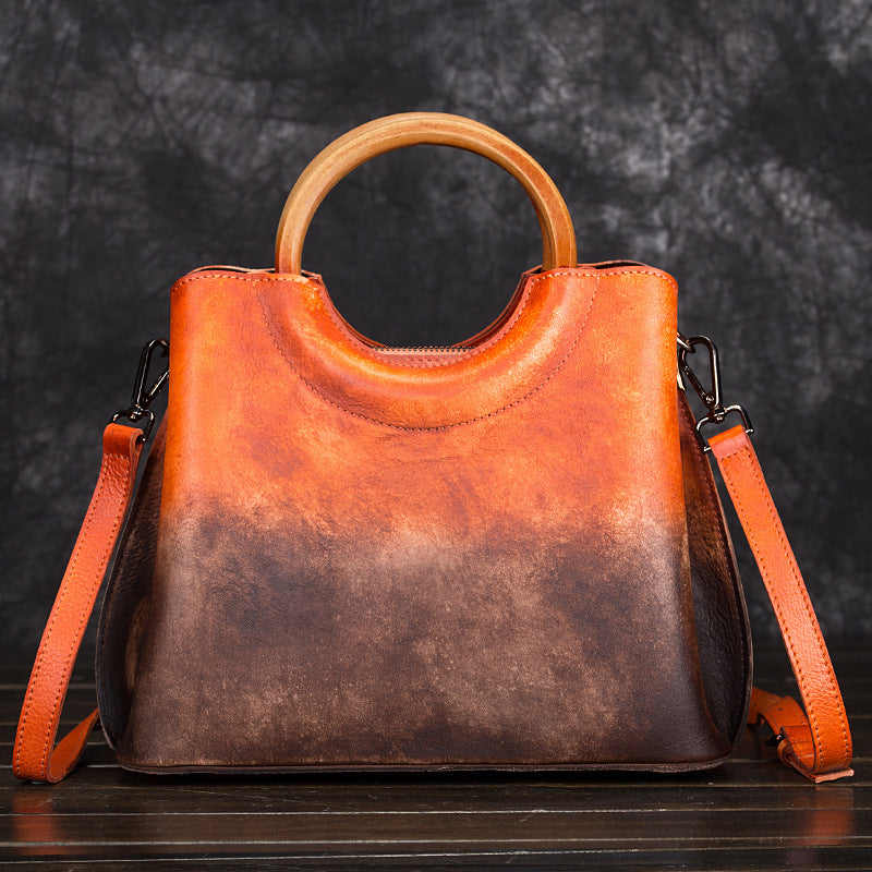 Leather hand-painted suede retro craft handbags. Diagonal package