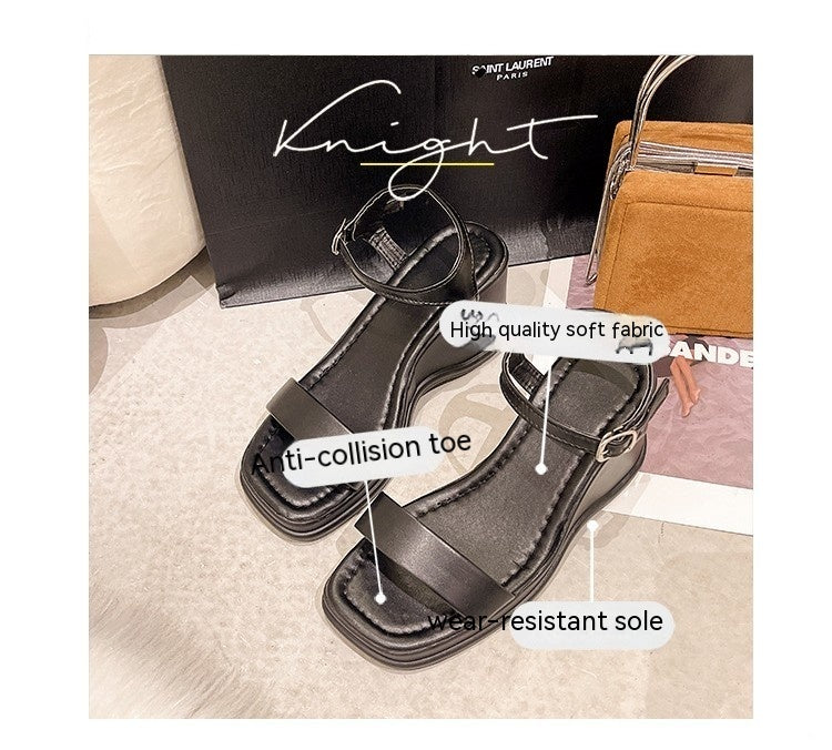 Platform Wedge Women Sandals Shoes. Square Toe Open Toe