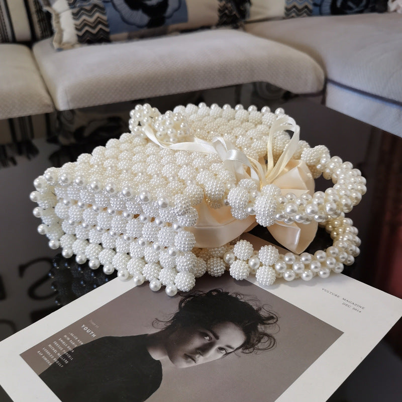 French niche bayberry ball hand-woven, beaded pearl ,dinner handbag