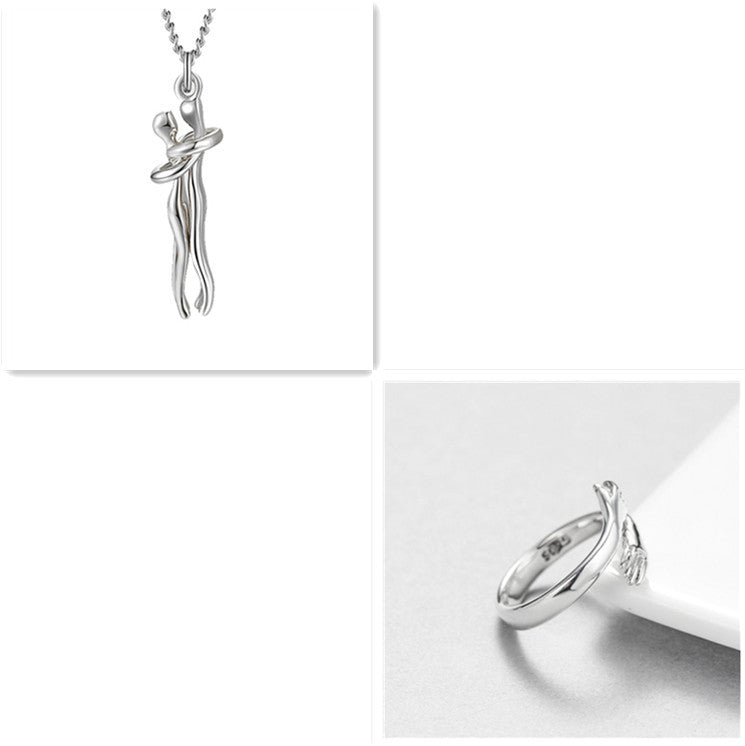 Love Hug Necklace Unisex Men Women Couple Clavicle Chain. Valentines Day Lover Gift