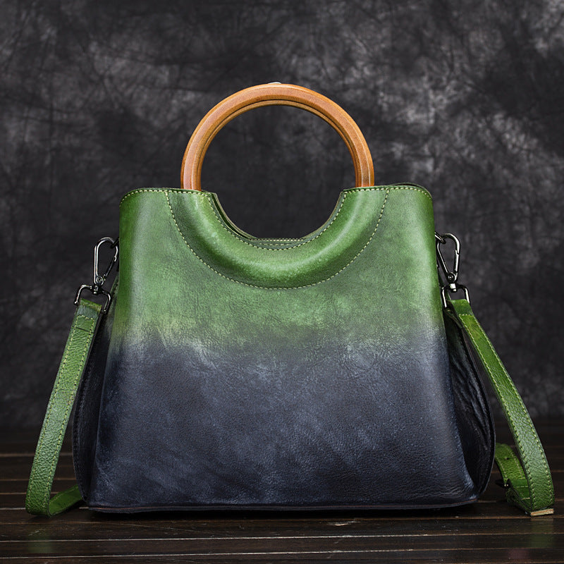 Leather hand-painted suede retro craft handbags. Diagonal package