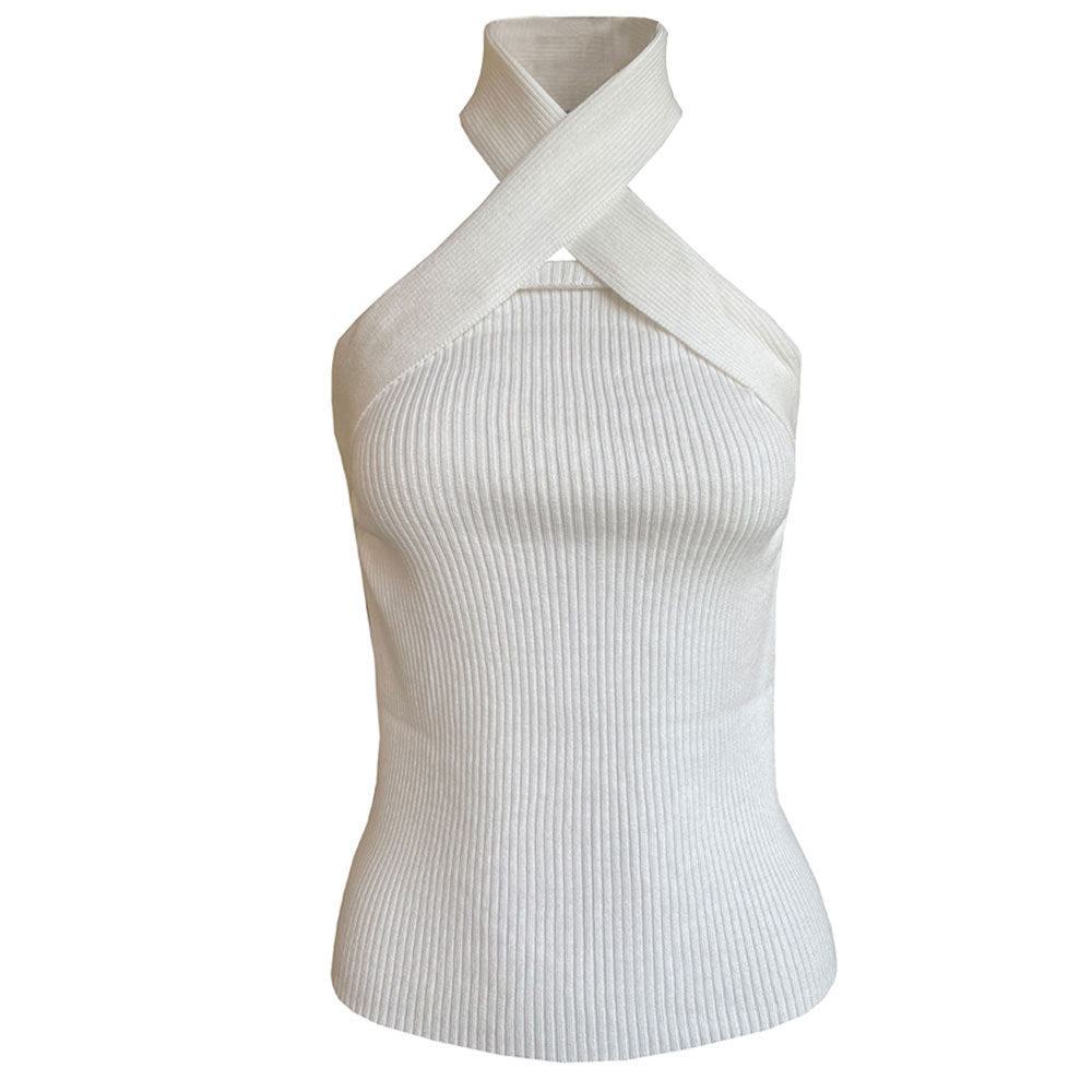 Hanging neck knitted vest