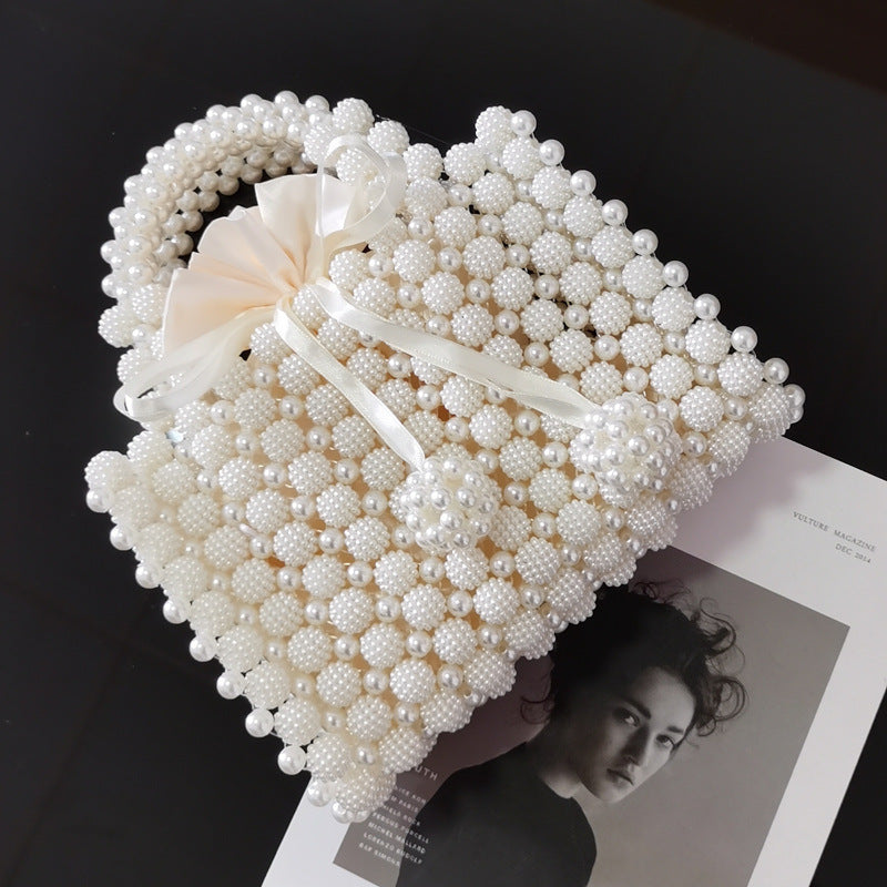 French niche bayberry ball hand-woven, beaded pearl ,dinner handbag
