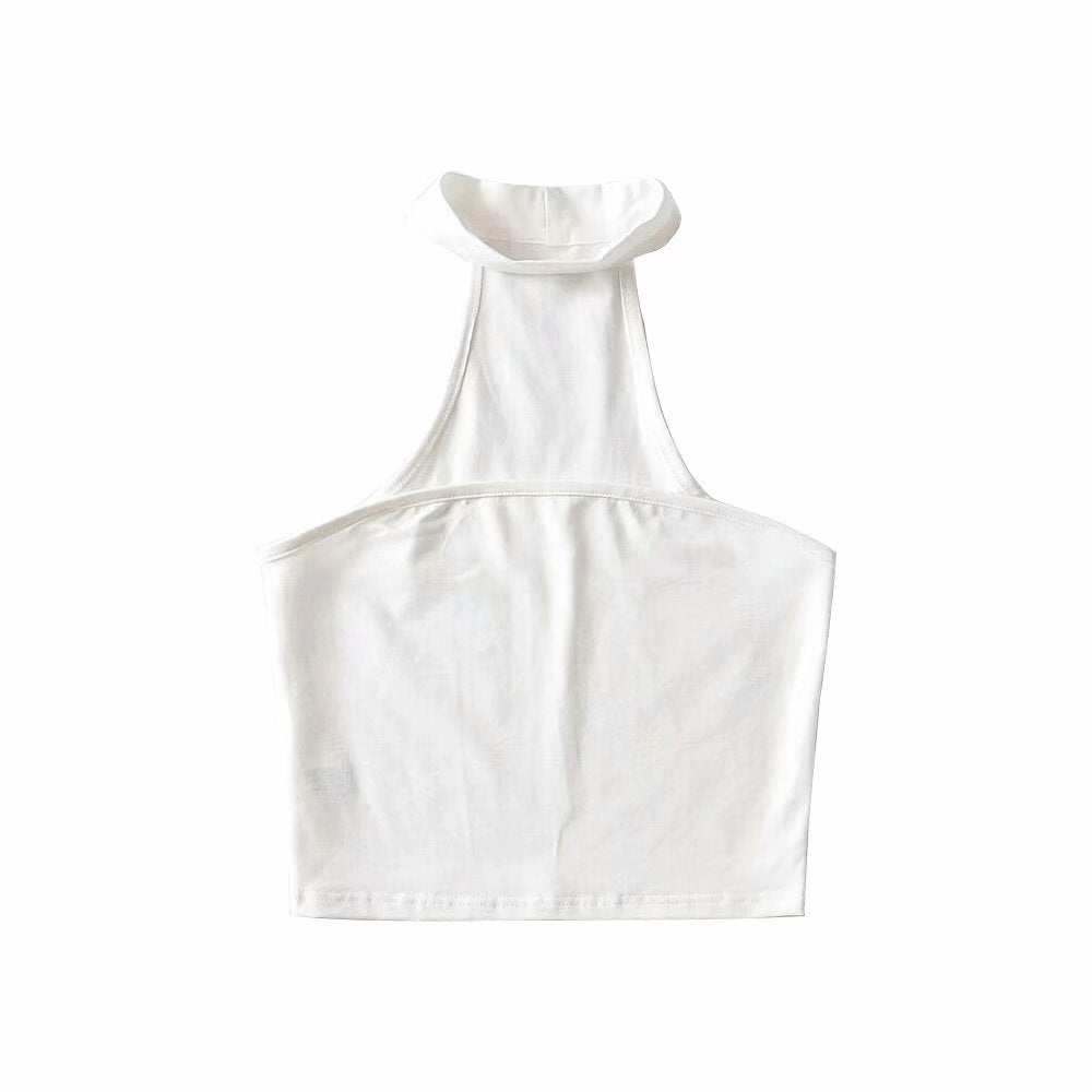 Fried Street Flat Tube Top Hanging Neck Solid Color Stretch Short Vest