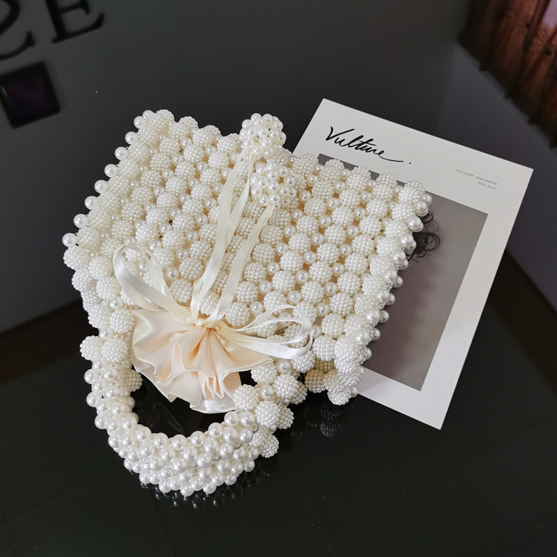 French niche bayberry ball hand-woven, beaded pearl ,dinner handbag