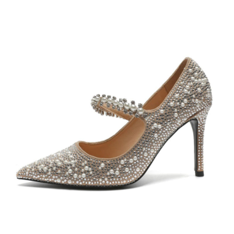 Crystal Pointed Toe Fairy Banquet Stiletto High Heels