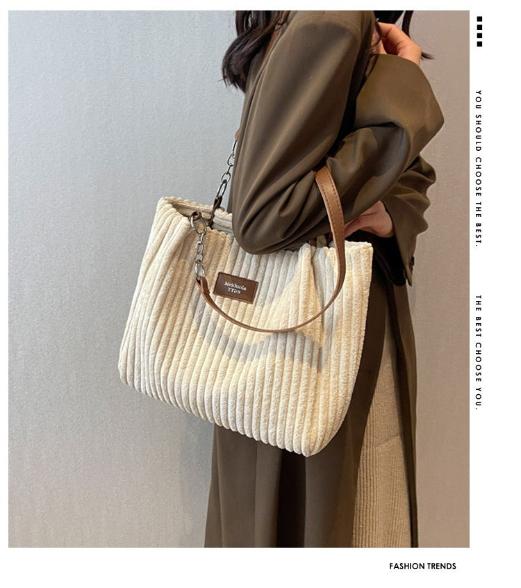 Retro Large Capacity Shoulder Zipper Tote Bag. Women's Handbag