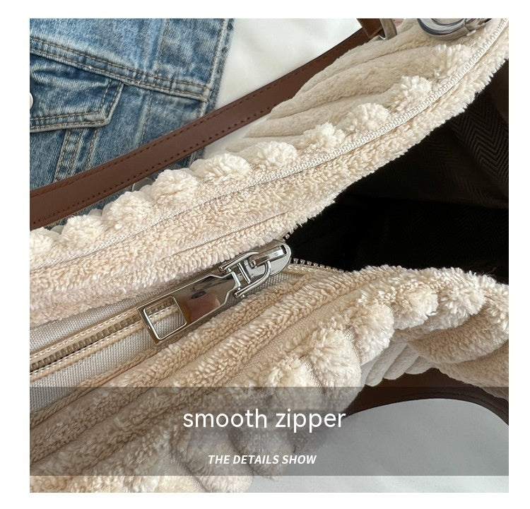 Retro Large Capacity Shoulder Zipper Tote Bag. Women's Handbag