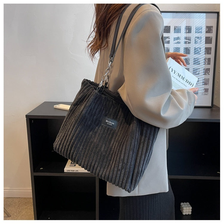 Retro Large Capacity Shoulder Zipper Tote Bag. Women's Handbag