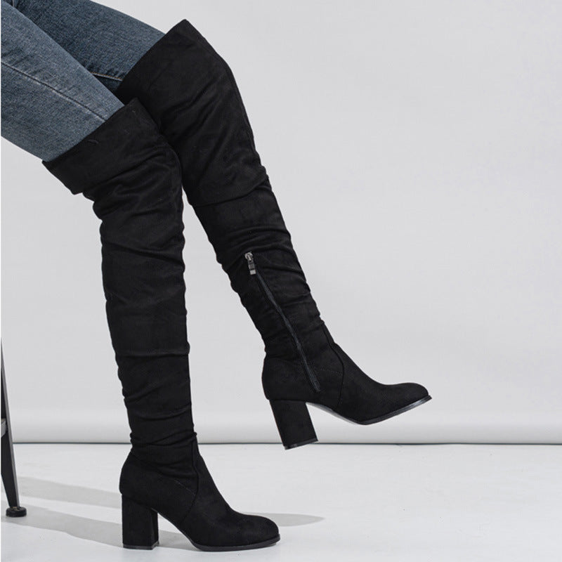 Women's High-heeled Elastic Long Boots. Over The Knee Boots