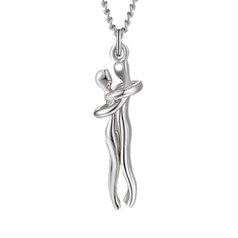 Love Hug Necklace Unisex Men Women Couple Clavicle Chain. Valentines Day Lover Gift