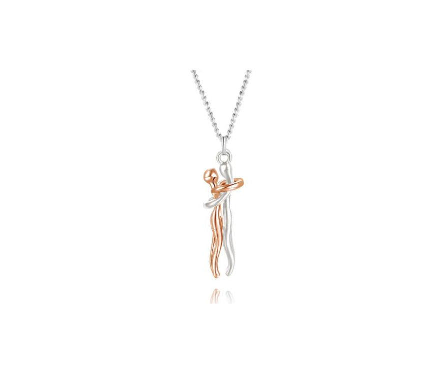 Love Hug Necklace Unisex Men Women Couple Clavicle Chain. Valentines Day Lover Gift