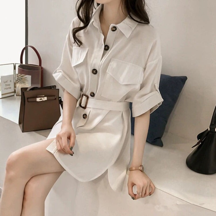 Women's short sleeve mid-length shirt