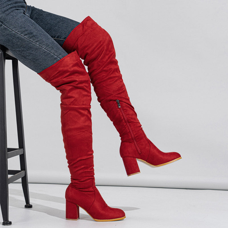 Women's High-heeled Elastic Long Boots. Over The Knee Boots
