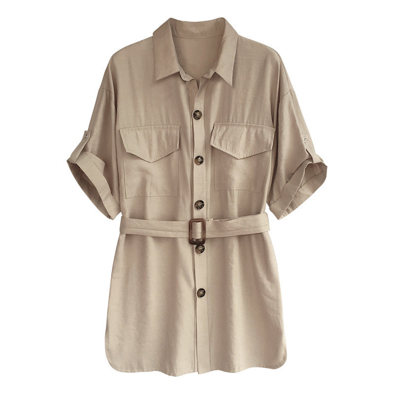 Women's short sleeve mid-length shirt