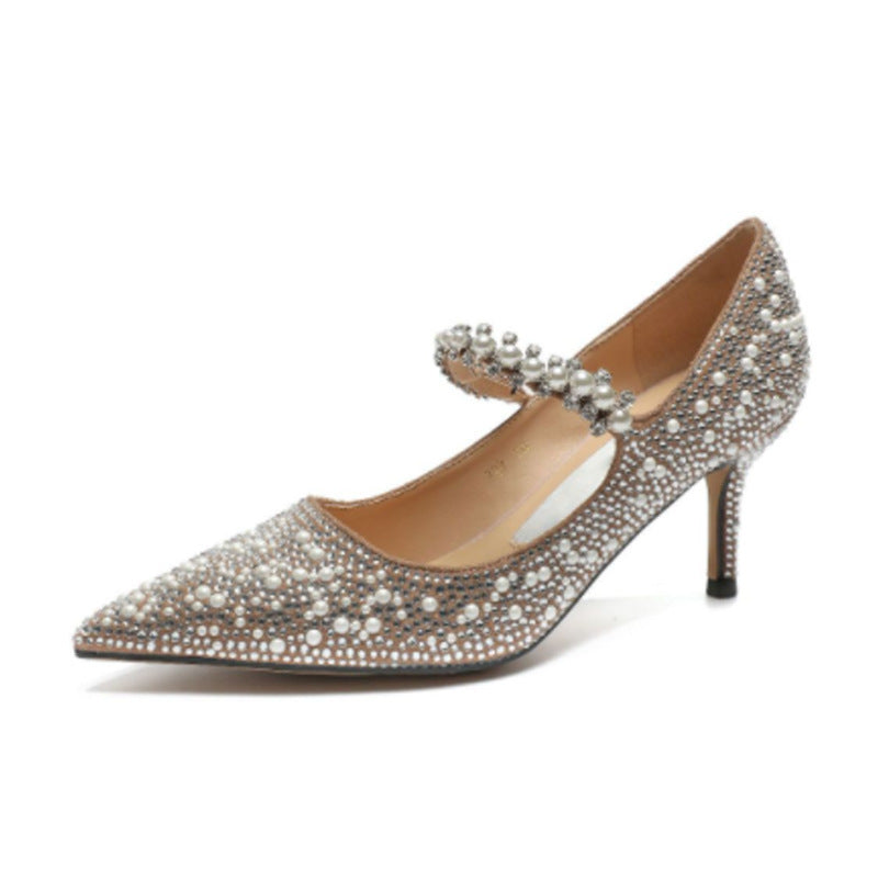 Crystal Pointed Toe Fairy Banquet Stiletto High Heels