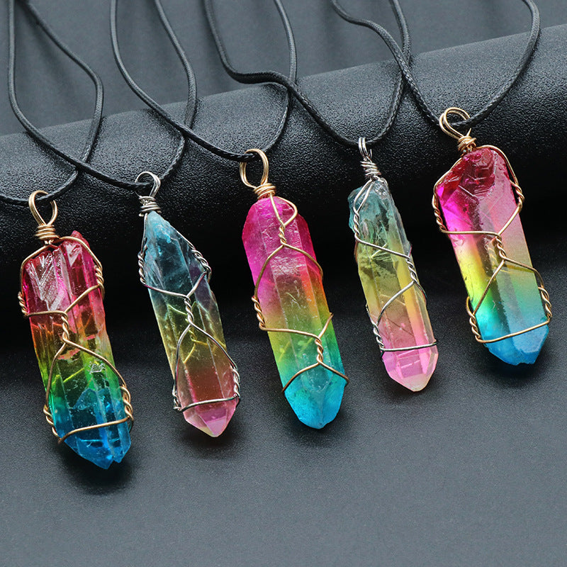 Hot Selling Stone Crystal Pillar Tree Of Life Pendant, Fashion Necklace