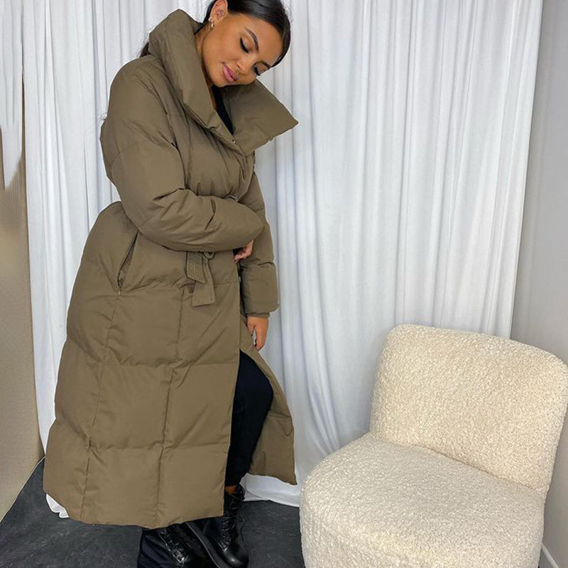 Malina Thick Loose Parkas. Solid Covered Coat
