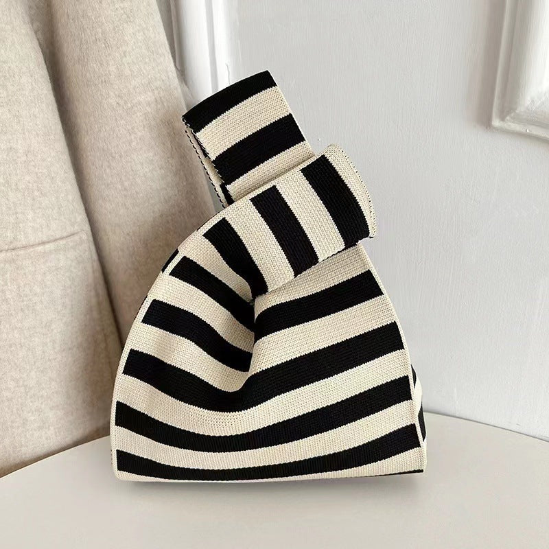 Wool Knitted Student Hand-carrying Casual Bucket Tote Bag