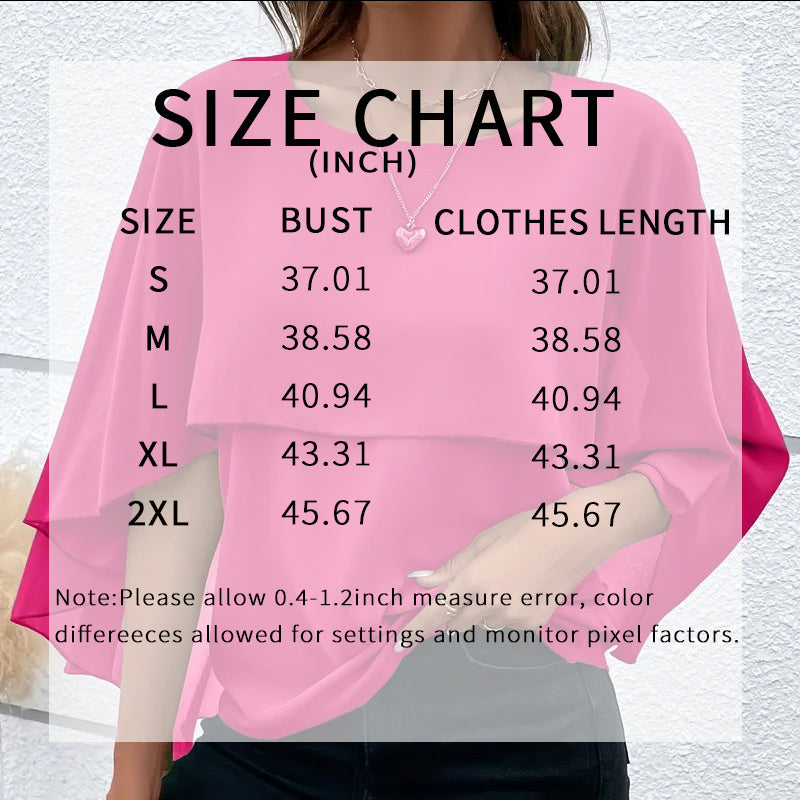 Women's Summer Chiffon Blouses Casual Scoop Neck Cape Sleeve Tunic Tops Shirts