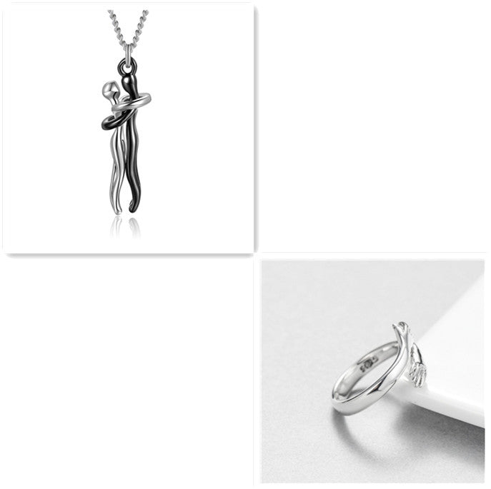 Love Hug Necklace Unisex Men Women Couple Clavicle Chain. Valentines Day Lover Gift