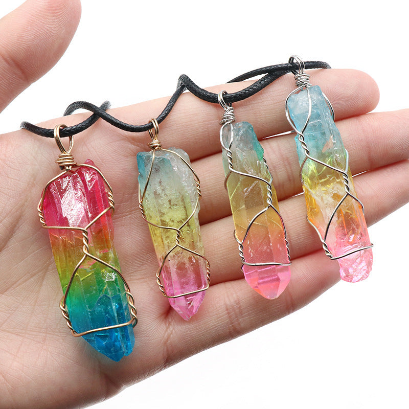 Hot Selling Stone Crystal Pillar Tree Of Life Pendant, Fashion Necklace