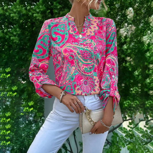 Women's V-Neck Long Sleeve Business Casual Summer Blouses