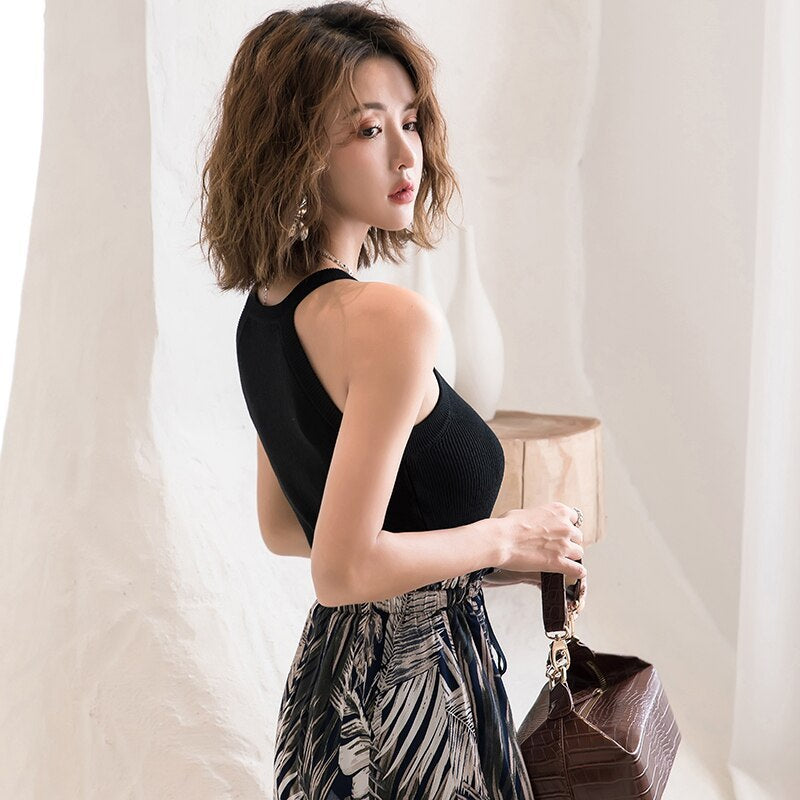 Sexy inside and outside wear knitted sleeveless camisole