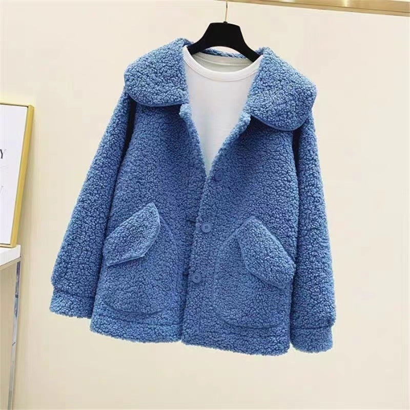 Loose Korean Style Thick Faux Cashmere Coat For Women