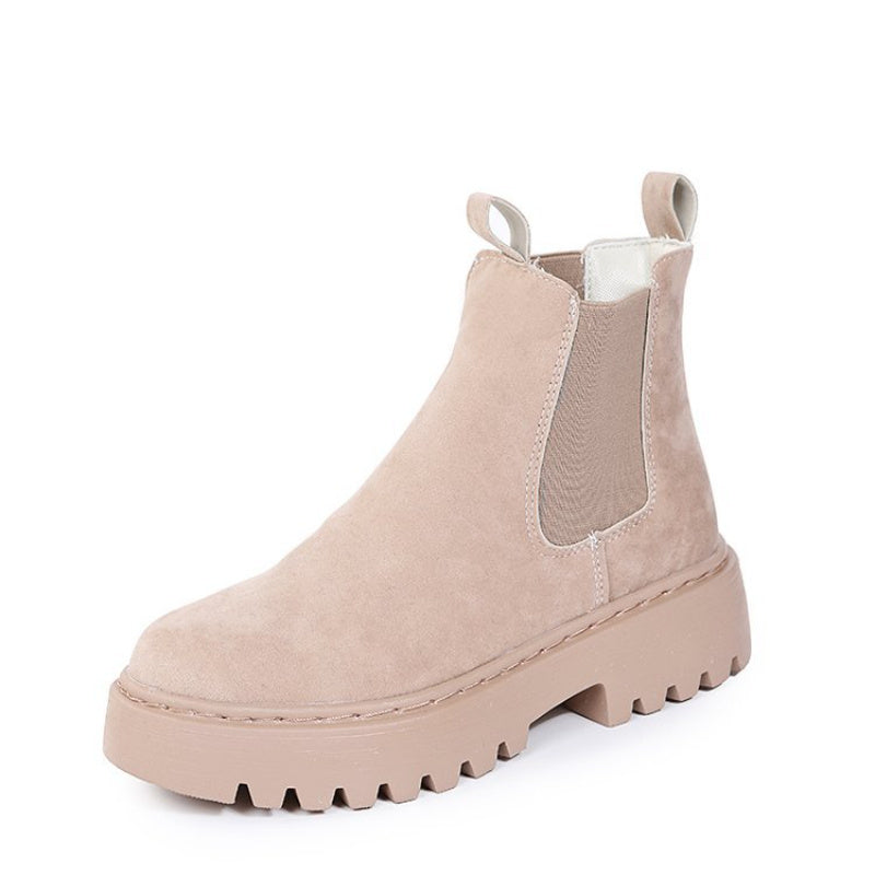 Women Solid Color Chunky Ankle Boots. Autumn Winter Platform Shoes
