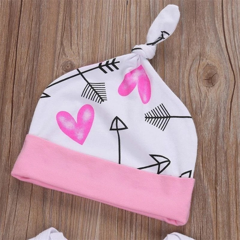 4PCS Newborn Kids Baby Girl Romper Bodysuit set